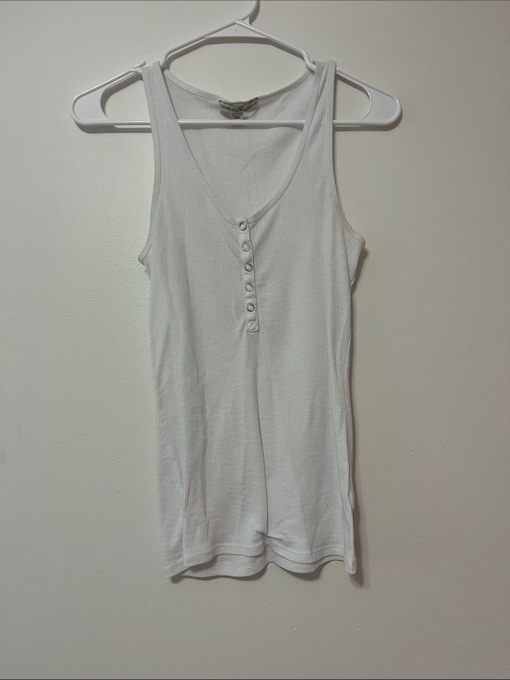 EXPRESS White Henley Tank Top